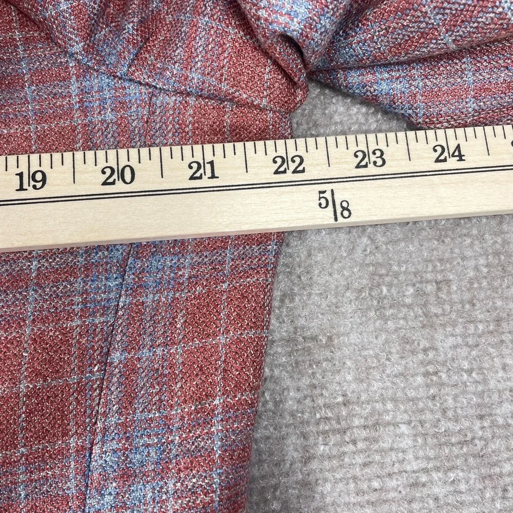 Thom Hudson Blazer Sport Coat Mens 42R Raspberry Plaid Wool Silk Notch Lapel